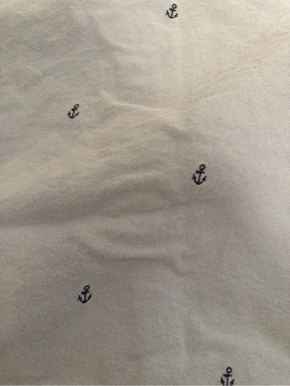 J. Crew Light Blue Short-Sleeve Button-Down with Navy Anchor Embroidery